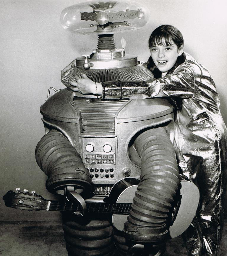 Publicity shot of Angela Cartwright and the Robot prop