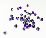 36 Set Mini Transparent Purple Dice with White Dots