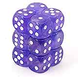 Glow in the Dark Sparkling 6-Sided Purple Dice with White Dots