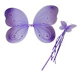 Kids Sparkle Purple Butterfly Wings & Wand Set