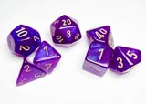 Glow-In-The-Dark Galaxy Purple Polyhedral Dice Set with Gold Numbers