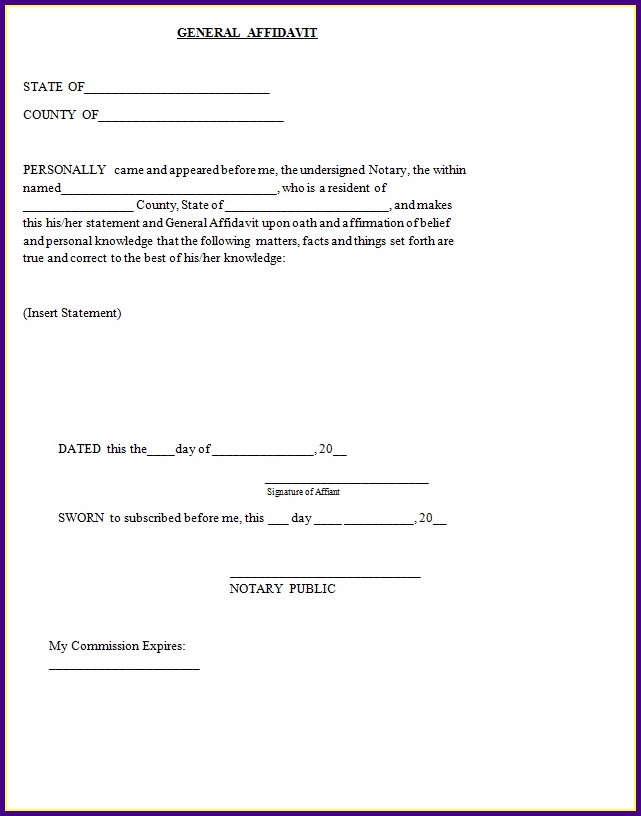 Microsoft Word Affidavit Template