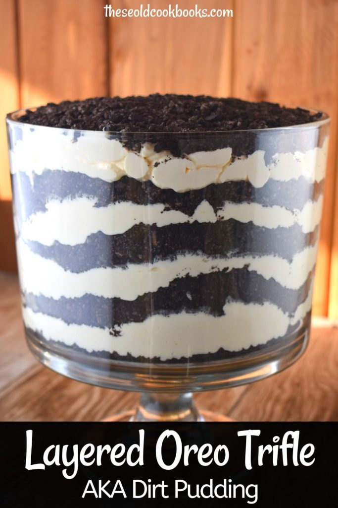 Oreo Dirt Pudding is a delicious no-bake dessert that everyone loves. To take it over the edge, use layers of creamy vanilla pudding mixture and crushed Oreos to make a trifle.