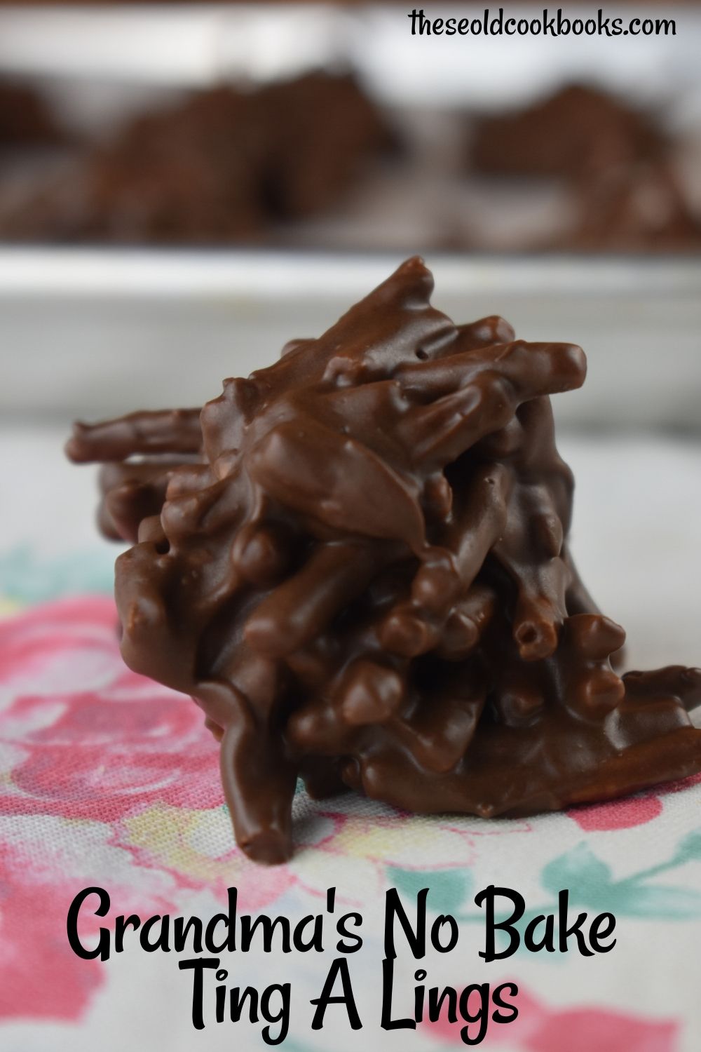 Old Fashioned Ting A Lings are a chocolate butterscotch no bake cookie made with only 4 ingredients.  The classic crunchy texture comes from a surprise ingredient---chow mein noodles. Whip these simple treats up in a flash.