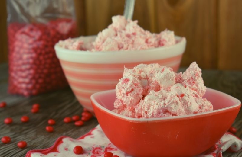 Red Hot Fluff is a vintage "salad" featuring cinnamon along with those classic ingredients of crushed pineapple, Cool Whip and mini marshmallows. 