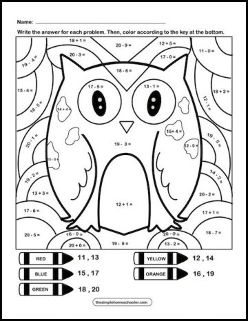 10 Free Mixed Addition and Subtraction Color By Number Worksheets - The ...