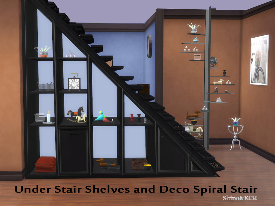 The Sims Resource - Under Stair Shelves and Deco Spiralstair