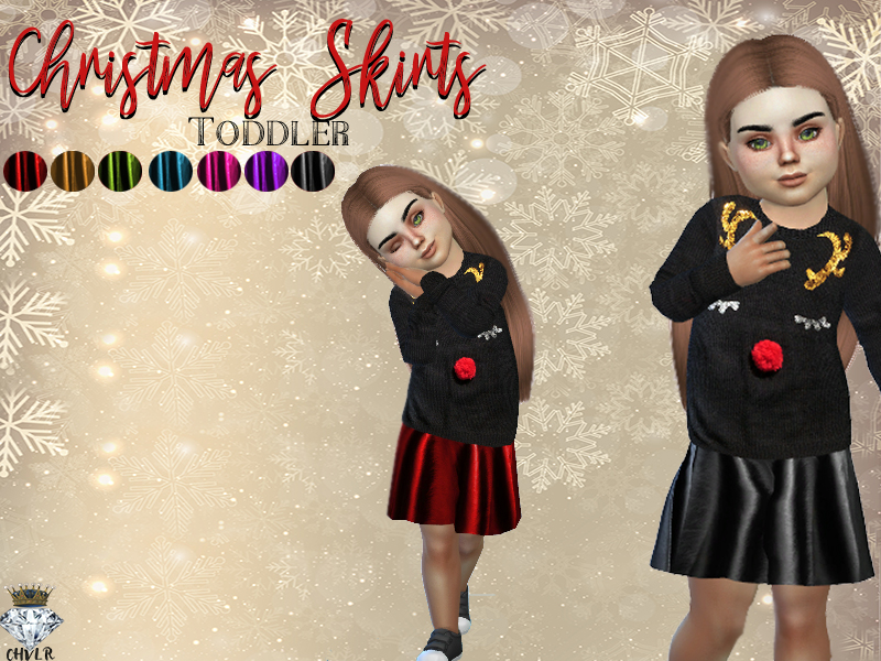 The Sims Resource - Toddler Christmas Leather Skirts / CHVLR