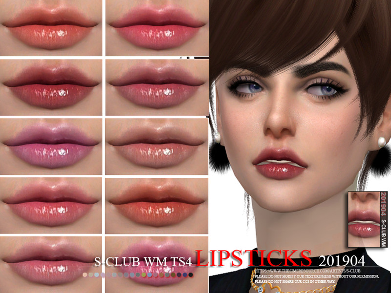 The Sims Resource - S-Club WM ts4 Lipstick 201904