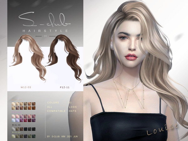 The Sims Resource - Mi - Long Hair wavy hair for female (Louise) By S-Club