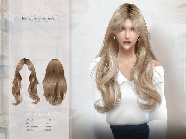 The Sims Resource - WINGS-ER0106-Just right curly hair