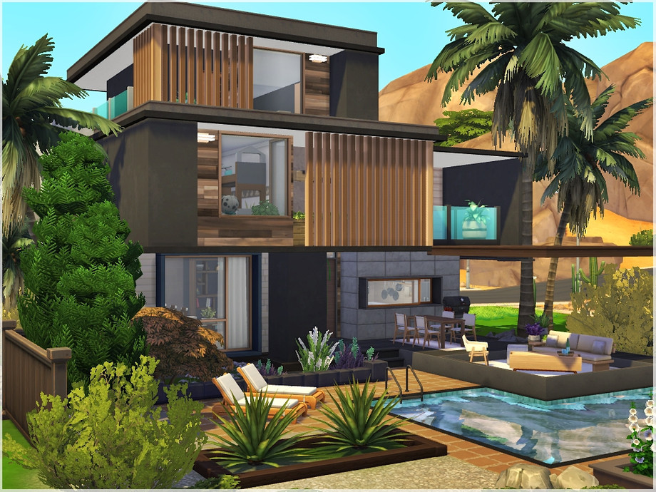 The Sims Resource - Modern Wooden House 2