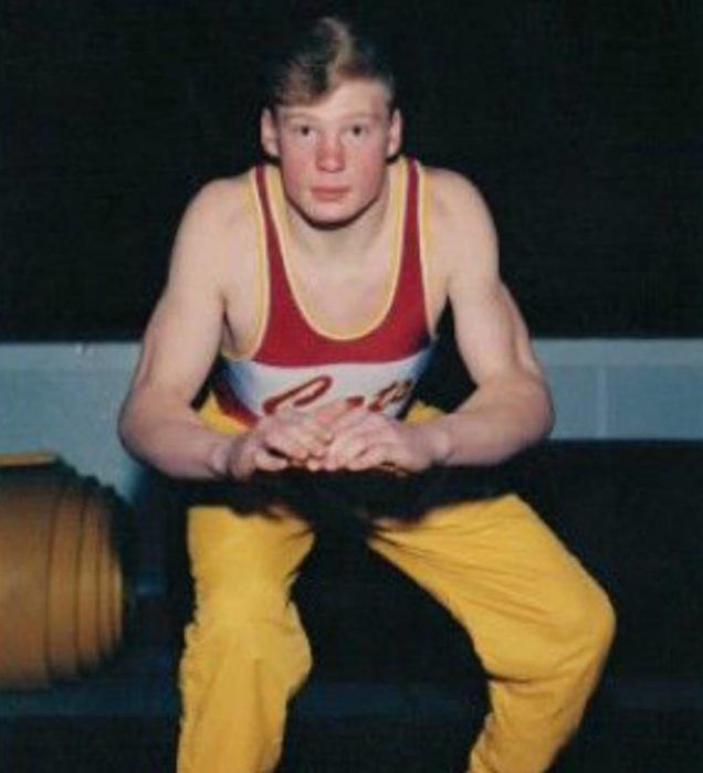  Lesnar started playing football and competing as an amateur wrestler