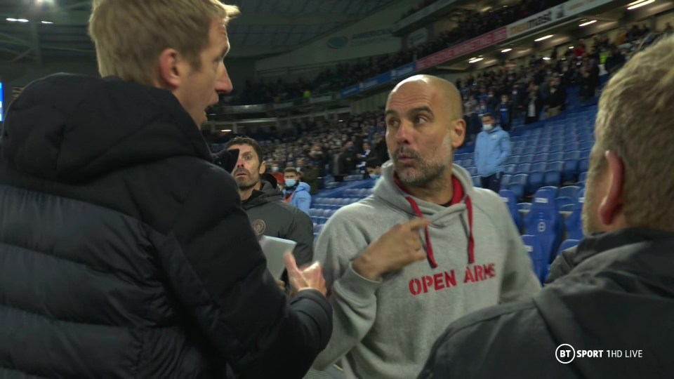 Graham Potter and Pep Guardiola had a row at full-time