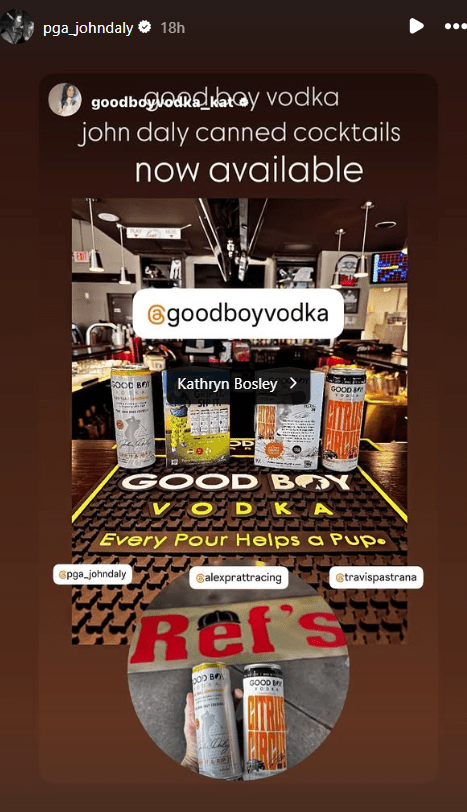 John Daly canned cocktails now available from Good Boy Vodka.