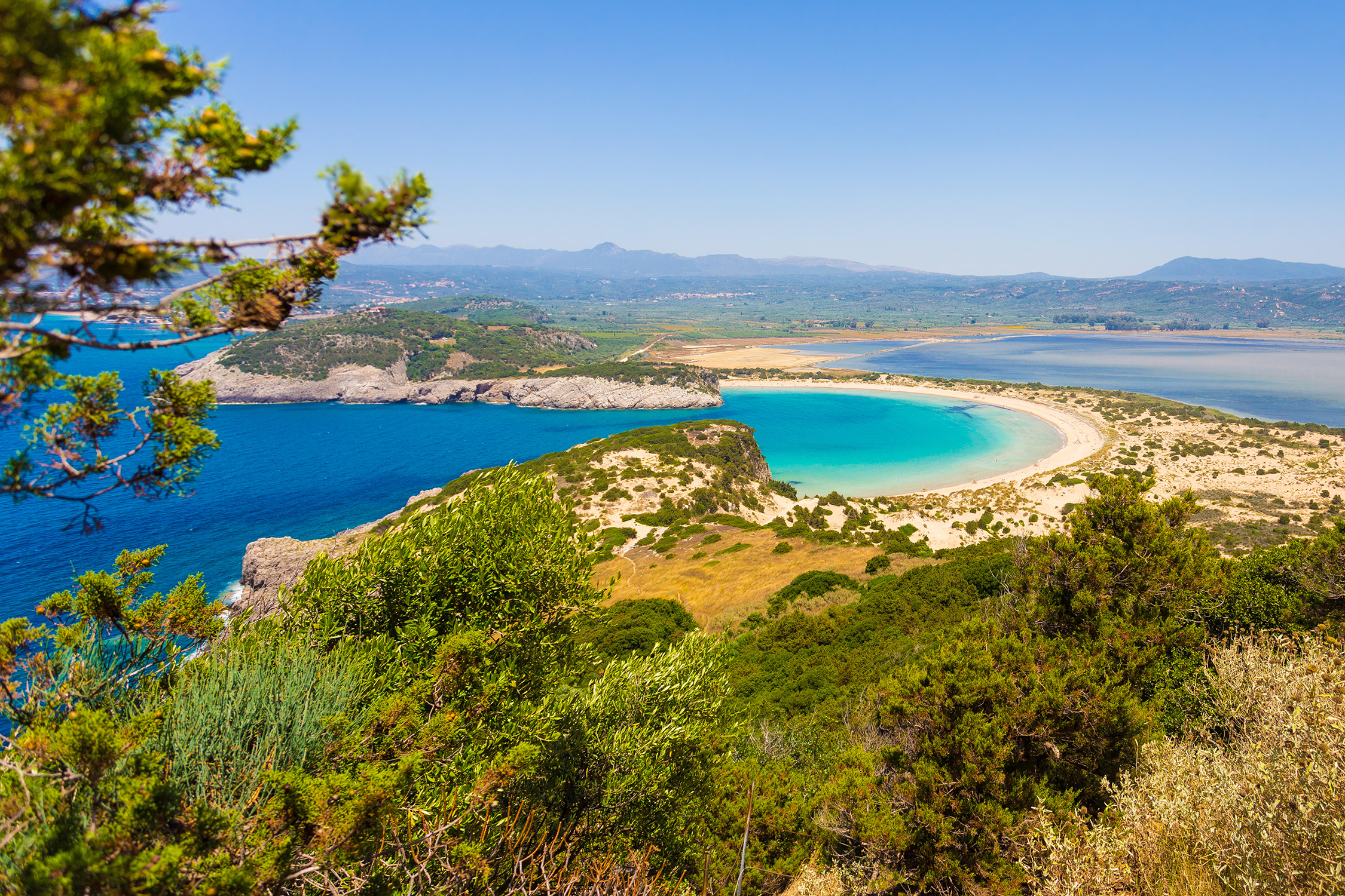 Beautiful lagoon of Voidokilia from a high point of view