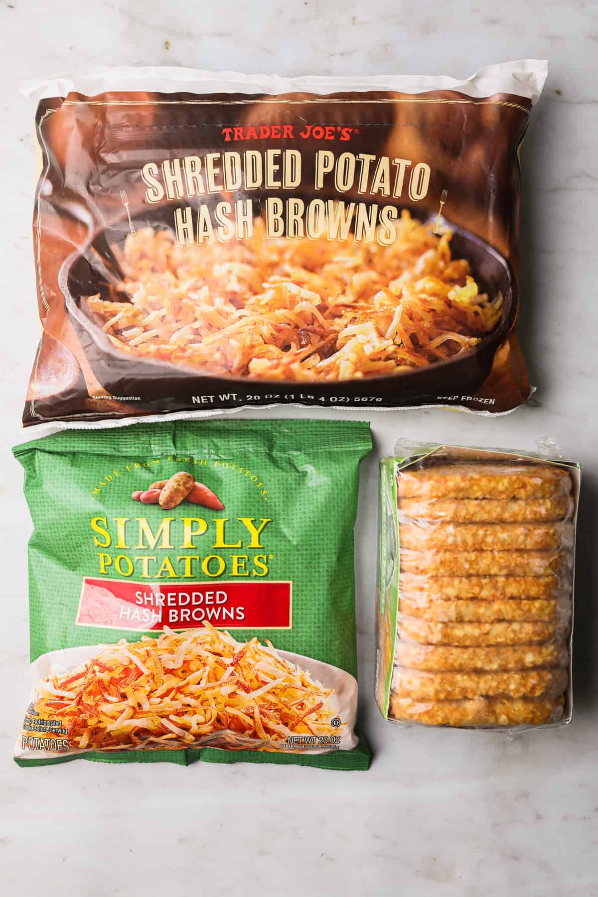 various packaged hash browns