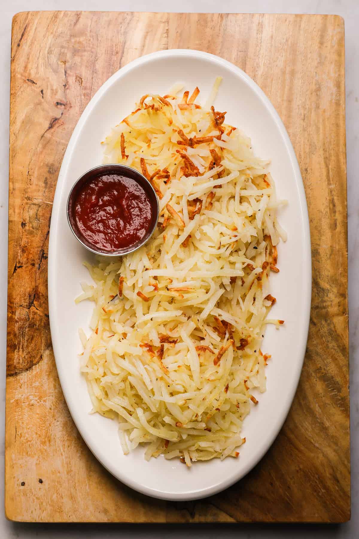 a platter of shredded hashbrowns