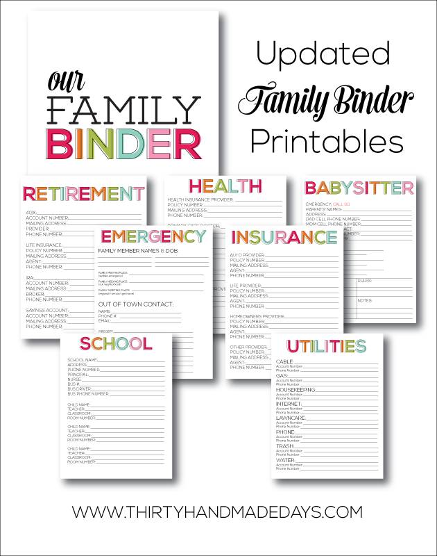 Home Binder Printables - Customized Template Garage