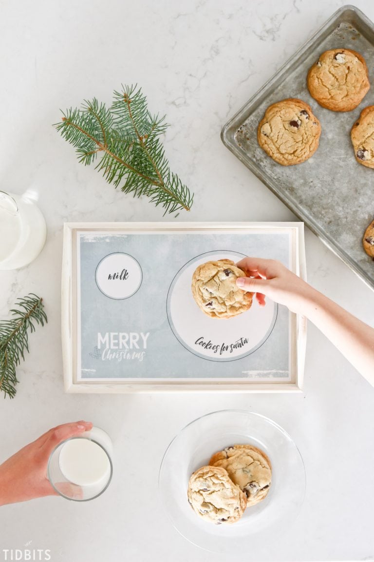 milk and cookies for santa tray