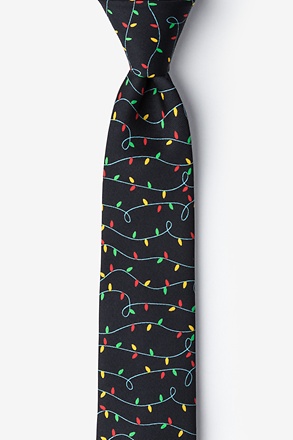 Christmas Lights Black Skinny Tie