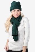 Hunter Green Basketweave Scarf and Hat Set Photo (1)