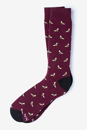 Bee Maroon Sock