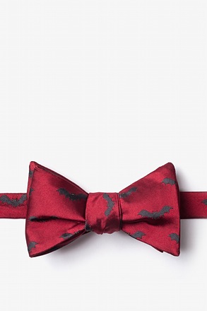 Bats Maroon Self-Tie Bow Tie