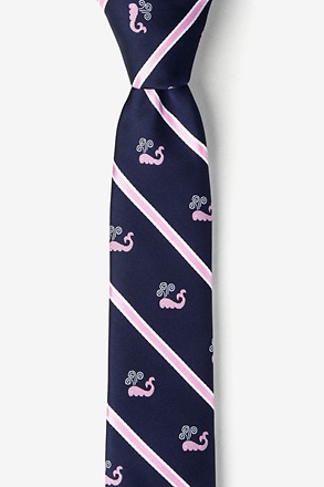 Whales Navy Blue Skinny Tie