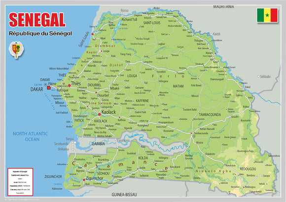 Physical Map of Senegal (OC) – Tiger Moon