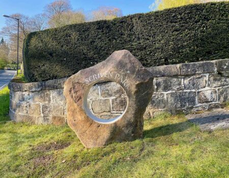 Sarsen stone holed stone with hand carved house name