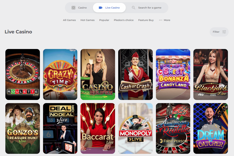 Pledoo Casino Live Casino Games