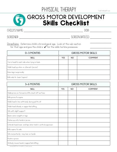 Gross Motor Assessment Forms Printable