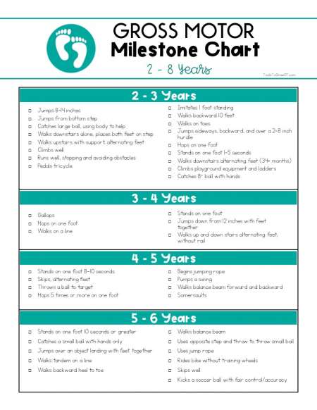 Gross Motor Milestones Chart