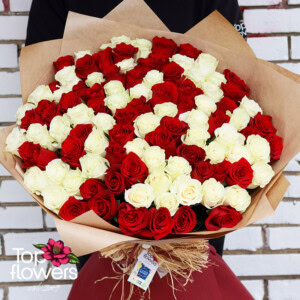 101 red and white roses | Bouquet