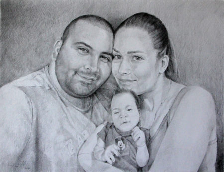 Fine Art - Family Portrait - Original Pencil Drawing on Paper by artist Darko Topalski