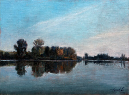 By the River (Tisa) - Original Landscape Oil Painting on Canvas - by artist Darko Topalski