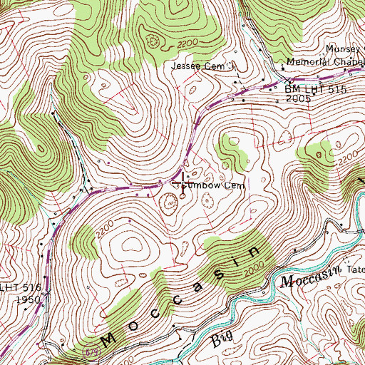 Topographic Map of Cumbow Cemetery, VA