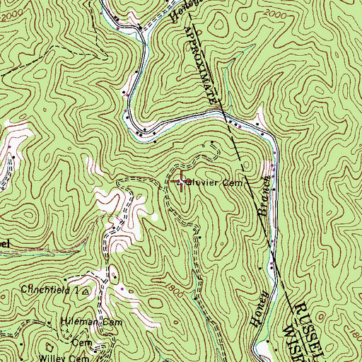 Topographic Map of Glovier Cemetery, VA