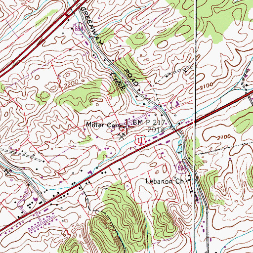 Topographic Map of Miller Cemetery, VA