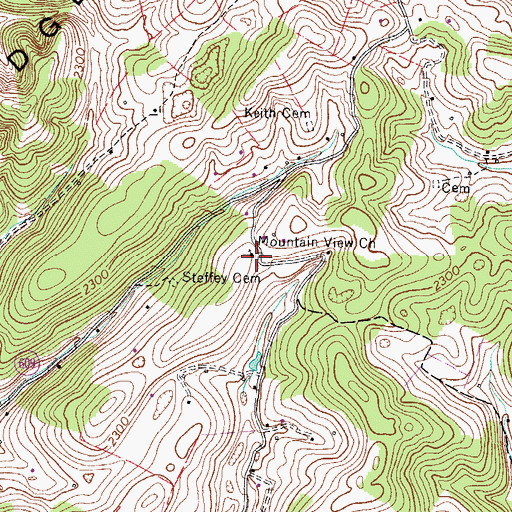 Topographic Map of Mountain View Church, VA