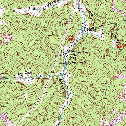 Topographic Map of Poplar Creek Church, VA