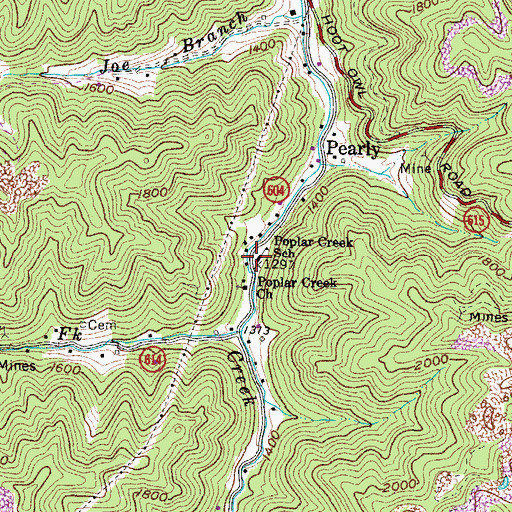 Topographic Map of Poplar Creek School, VA