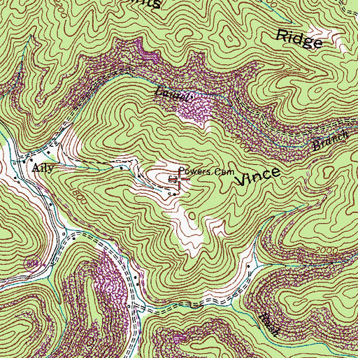 Topographic Map of Powers Cemetery, VA