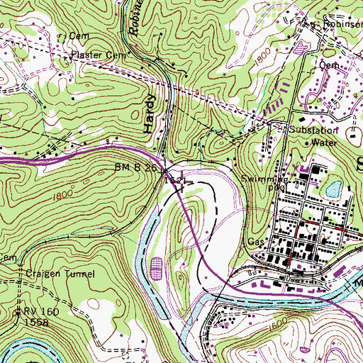 Topographic Map of Robinette Branch, VA