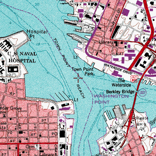 Topographic Map of Eastern Branch Elizabeth River, VA