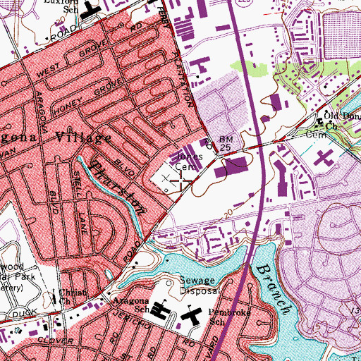 Topographic Map of Jones Memorial Park, VA