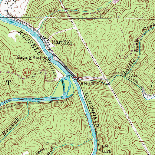 Topographic Map of Barts Lick Creek, VA