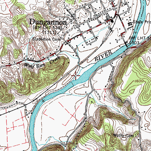 Topographic Map of Wolf Run Creek, VA