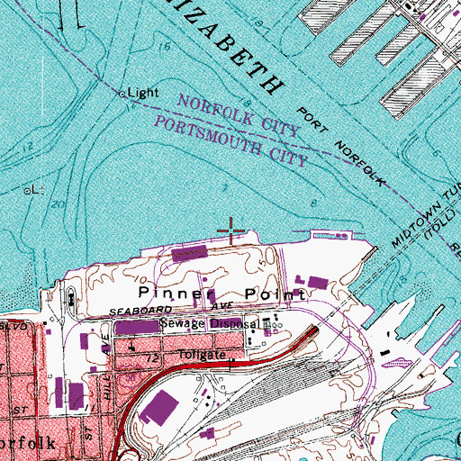 Topographic Map of Portsmouth Marine Terminal, VA